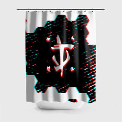 Шторка для душа Doom hexagon glitch color, цвет: 3D-принт