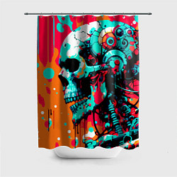 Шторка для душа Cyber skull sketch - ai art fantasy, цвет: 3D-принт