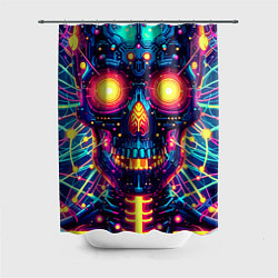 Шторка для душа Neon skull - ai art fantasy, цвет: 3D-принт