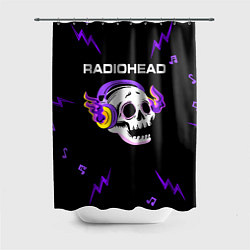 Шторка для душа Radiohead неоновый череп, цвет: 3D-принт