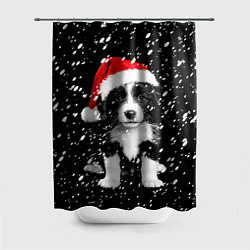 Шторка для душа Новогодний милый щенок, цвет: 3D-принт