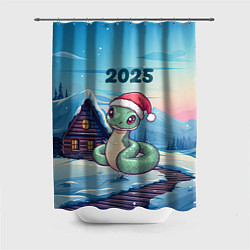 Шторка для душа Новый год змейка 2025, цвет: 3D-принт