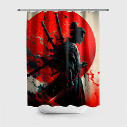 Шторка для душа Солнце самурая, цвет: 3D-принт