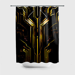 Шторка для душа Золотые полосы на чёрном фоне, цвет: 3D-принт