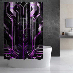 Шторка для душа Purple lines on a black background, цвет: 3D-принт — фото 2
