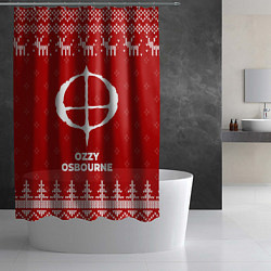 Шторка для душа Новогодний Ozzy Osbourne с оленями, цвет: 3D-принт — фото 2