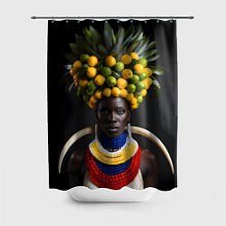 Шторка для душа Африканка с фруктами, цвет: 3D-принт