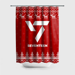 Шторка для душа Новогодний Seventeen с оленями, цвет: 3D-принт