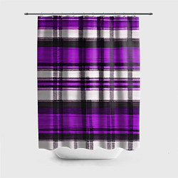 Шторка для душа Фиолетово-белая ткань в клетку, цвет: 3D-принт