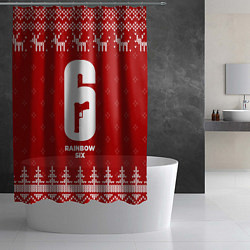 Шторка для душа Новогодний Rainbow Six с оленями, цвет: 3D-принт — фото 2