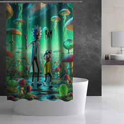 Шторка для душа Рик и Морти изучают планету мухоморов - нейроарт ф, цвет: 3D-принт — фото 2