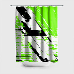 Шторка для душа Diagonal black and green stripes on a white backgr, цвет: 3D-принт