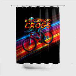 Шторка для душа Bicycle moto cross, цвет: 3D-принт