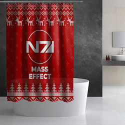 Шторка для душа Новогодний Mass Effect с оленями, цвет: 3D-принт — фото 2