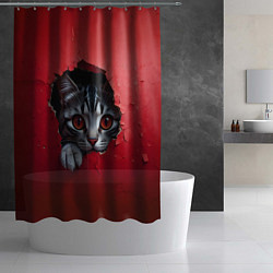 Шторка для душа Выглядывающий котик, цвет: 3D-принт — фото 2