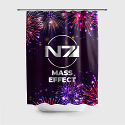 Шторка для душа Праздничный Mass Effect, цвет: 3D-принт