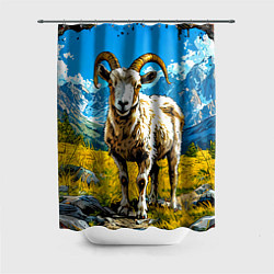 Шторка для душа Горный козел, цвет: 3D-принт