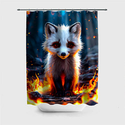 Шторка для душа Песец в огне, цвет: 3D-принт