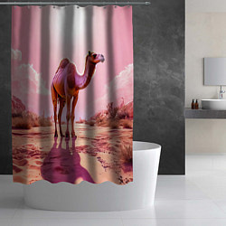 Шторка для душа Верблюд в розовой пустыне, цвет: 3D-принт — фото 2