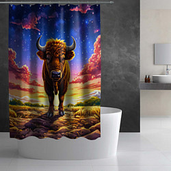 Шторка для душа Буйвол в звездной ночи, цвет: 3D-принт — фото 2