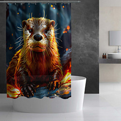 Шторка для душа Выдра в огне, цвет: 3D-принт — фото 2
