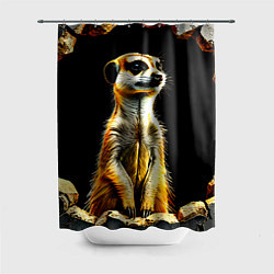 Шторка для душа Сурикат на черном, цвет: 3D-принт