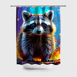 Шторка для душа Енот в огне, цвет: 3D-принт