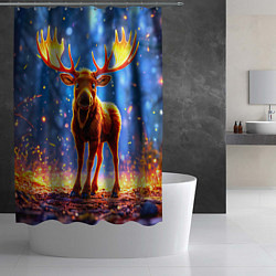 Шторка для душа Лосенок в лесу, цвет: 3D-принт — фото 2