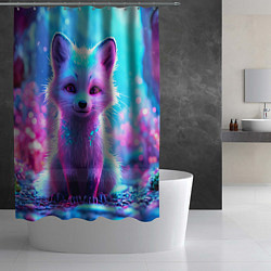 Шторка для душа Песец в неоновом свете, цвет: 3D-принт — фото 2