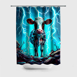 Шторка для душа Корова в разрядах молнии, цвет: 3D-принт