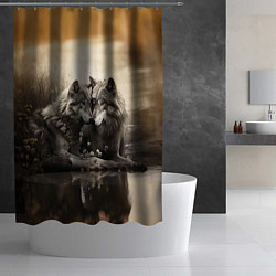 Шторка для душа Любовь волка и волчицы, цвет: 3D-принт — фото 2