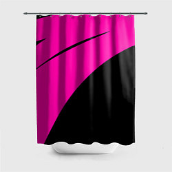 Шторка для душа Розовый с чёрным двуцветный с полосой, цвет: 3D-принт