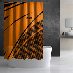 Шторка для душа Sport оранжевый с чёрным точечный, цвет: 3D-принт — фото 2