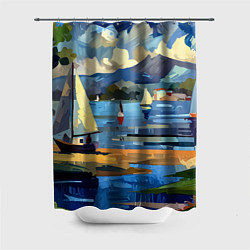 Шторка для душа Средиземноморский пейзаж, цвет: 3D-принт
