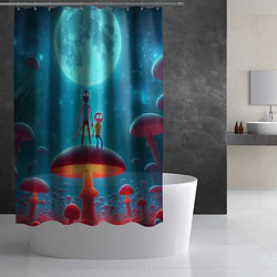 Шторка для душа Рик и Морти в стране неоновых гигантских грибов, цвет: 3D-принт — фото 2