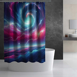 Шторка для душа Spiral neon galaxy - ai art fantasy, цвет: 3D-принт — фото 2
