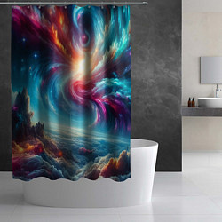 Шторка для душа Fantastic neon space landscape - ai art fantasy, цвет: 3D-принт — фото 2