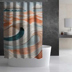 Шторка для душа Персиковые волны, цвет: 3D-принт — фото 2