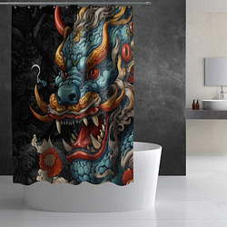 Шторка для душа Дракон в стиле японской татуировки ирезуми, цвет: 3D-принт — фото 2