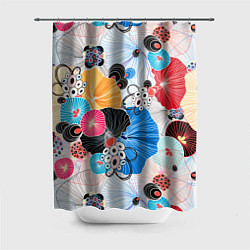Шторка для душа Цветы - абстрактные узоры, цвет: 3D-принт