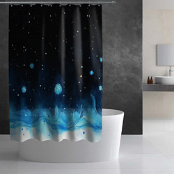 Шторка для душа Синяя светящееся краска, цвет: 3D-принт — фото 2