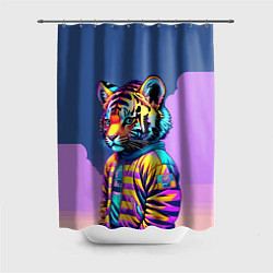 Шторка для душа Cool tiger cub - pop art, цвет: 3D-принт