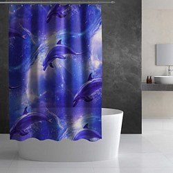 Шторка для душа Дельфины в волшебном море паттерн, цвет: 3D-принт — фото 2
