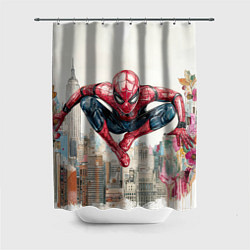 Шторка для душа Человек паук паркур, цвет: 3D-принт