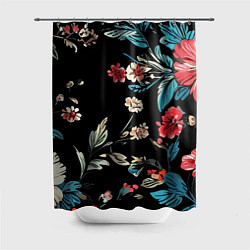 Шторка для душа Цветы старинный узор, цвет: 3D-принт