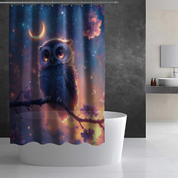 Шторка для душа Совушка и полумесяц, цвет: 3D-принт — фото 2