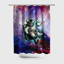 Шторка для душа Brave cat in space - ai art, цвет: 3D-принт