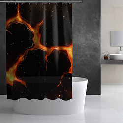 Шторка для душа Оранжевый разлом на черной текстуре, цвет: 3D-принт — фото 2