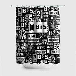 Шторка для душа Bangtan Boys pattern black, цвет: 3D-принт