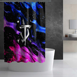 Шторка для душа Doom flame neon, цвет: 3D-принт — фото 2